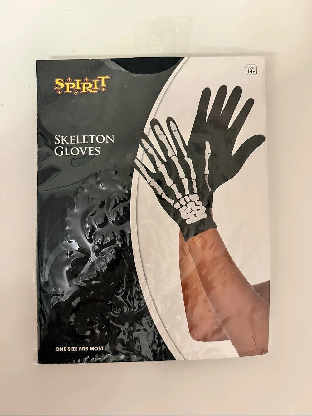 Spirit Halloween Skeleton Gloves Black & White